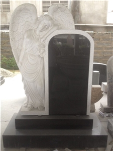 India Black Angel Gravestone Cemetery Tombstone Granite Monument