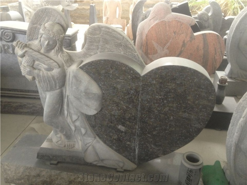 India Black Angel Gravestone Cemetery Tombstone Granite Monument