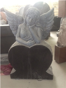 India Black Granite Angel Tombstone