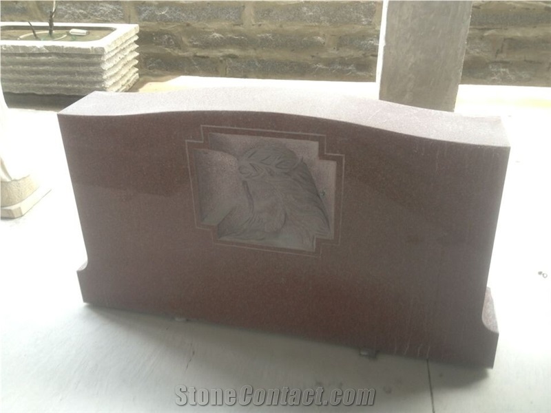 Indian Red Granite Headstone & Gravestone