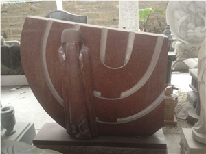Modern Design Tombstone,Indian Red Granite Monument