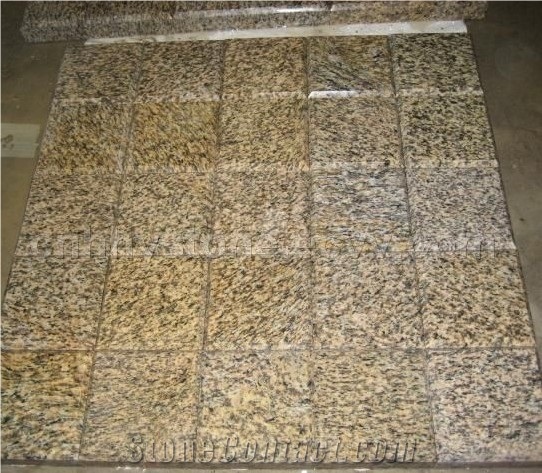 Tiger Skin Yellow Granite Cut to Size Surface Polished Flooring Tiles Cube Stone & Paver