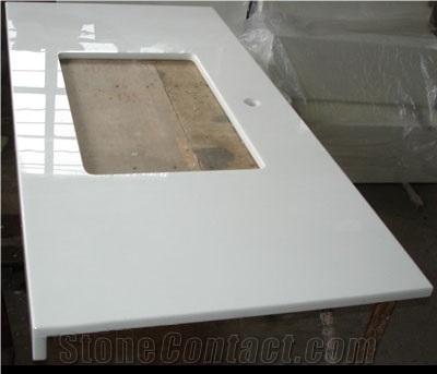Crystalize Class White Kitchen Countertops,3/8" Radius Finish Engineering Kitchen Countertops