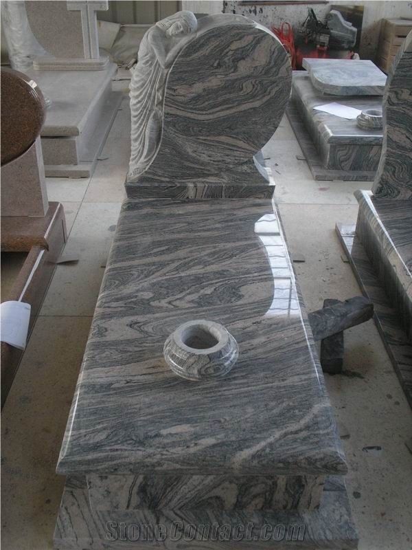 Sand Wave,Circle Shape Tombstone,China Juparana Tombstone & Monument,Cheaper Price for China Juparana Western Style & European Style Single Memorials