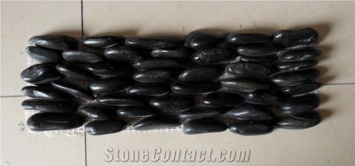 Black Stand Pebble Tile,River Wash Stone,Black Mesh Pebble