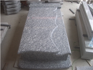 G629 Wave Flower Gravestone & Headstone,Spary White Granite