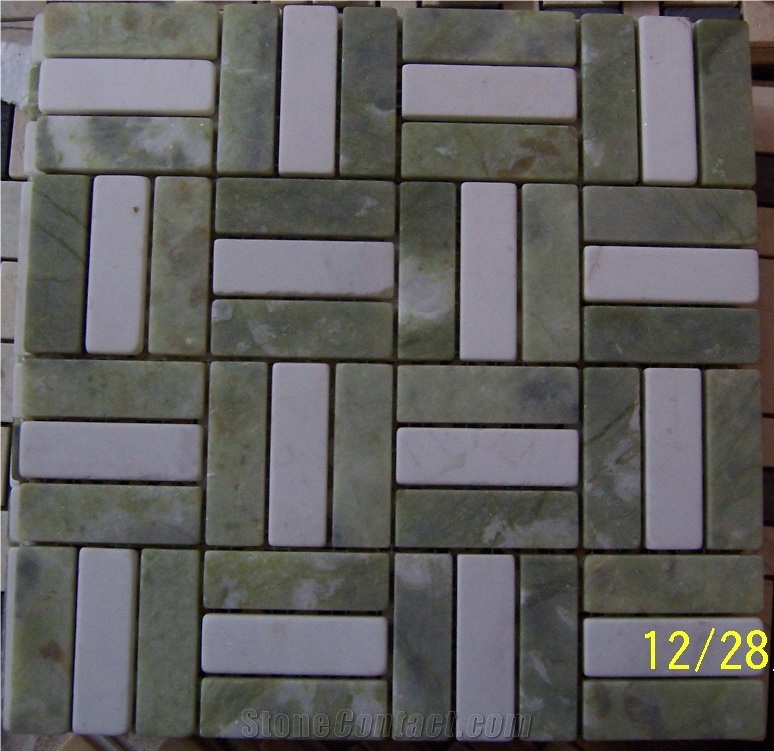 Marble Mosaic,Green Mosaic Pattern,China Green Mosaic,Polished Mosaic