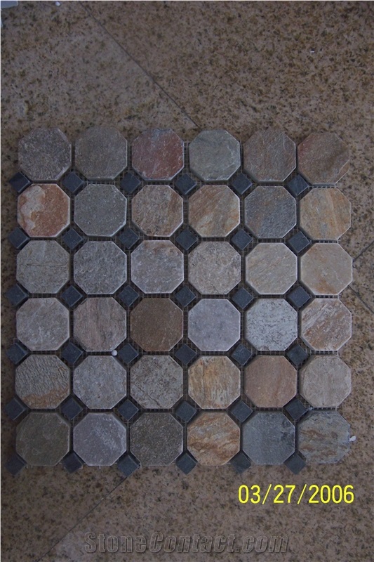 Slate Mosaic,China Multicolor Slate Mosaic,Floor Mosaic