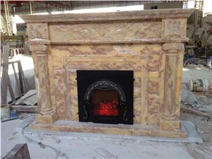Stone Fireplace Mantel with Marble