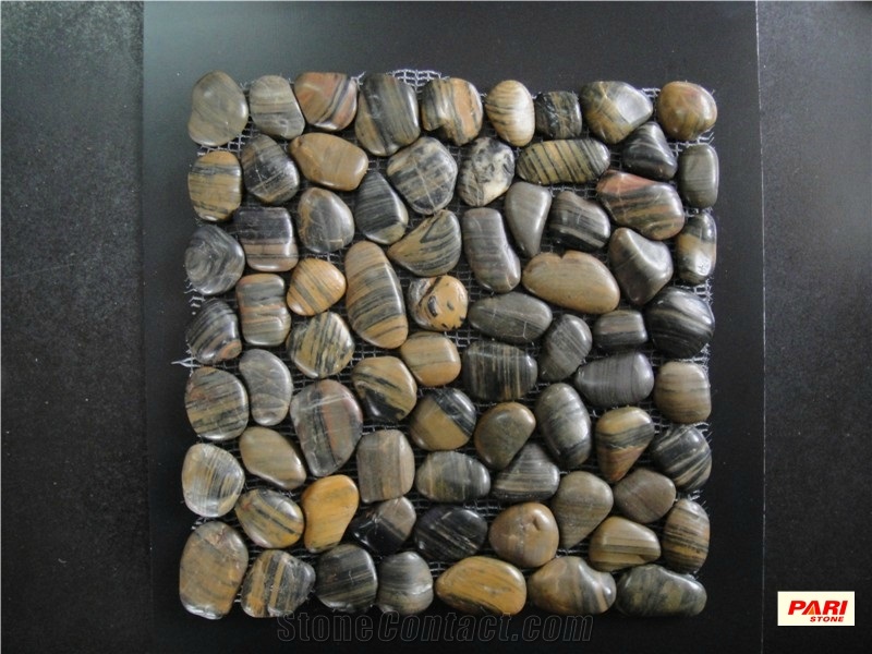 Stone Pebble Mosaic with Net for Paving