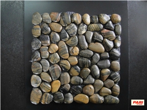 Stone Pebble Mosaic with Net for Paving