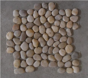 White Pebble Tile,River Wash Stone,Polished Pebble,Mesh Pebble