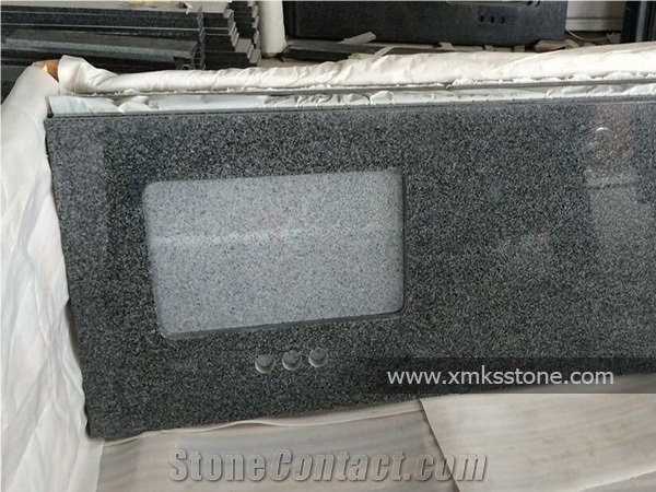 G654 Sesame Black Dark Grey Granite Kitchen Countertop, Custom Countertop, Engineering Countertop