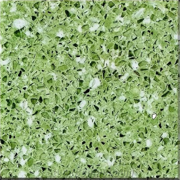 Green Manmade Quartz Artificial Quartz Big Slab, Half Slab, Tiles, Cut to Size, Mh-304/Dream Green