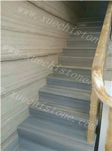 Best Price White Wood Grain Marble Staircase