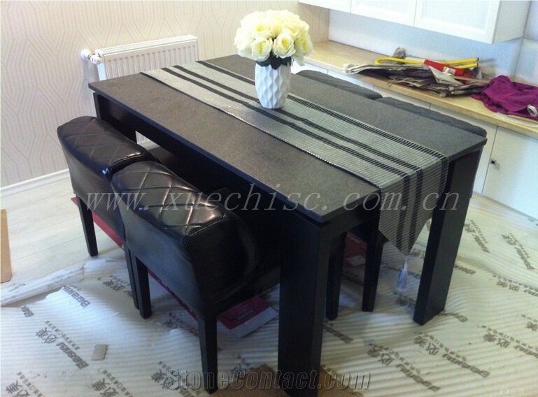 China Black Granite Tabletop Flamed and Brushed Finish