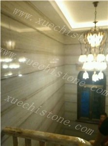 China Hebei White Wood Marble,Crystal Wood Grain Marble Walling