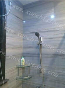 Crystal White Wood Grain Marble Tiles for Bathroom Walling