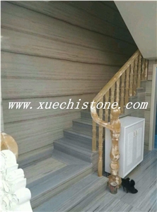 Crystal Wood Grain Marble Slabs for Hotel Staircase