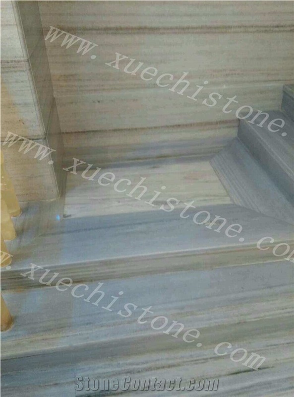High Quality Crystal White Wood Grain Marble Stairs & Steps