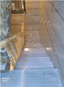 Popular White Crystal Marble Stairs,Crystal Wood Grain Marble Stairs & Steps