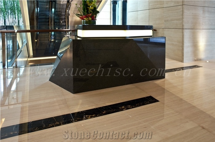 Stone Reception Tabletop Made Of Shanxi Black Granite
