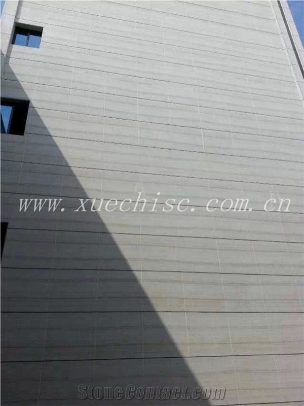 White Crystal Wood Grain Marble Tile for Outside Wall Covering