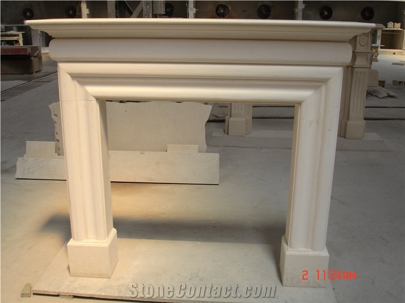 China Beige Marble Fireplace Mantel Uk Style Simple Design