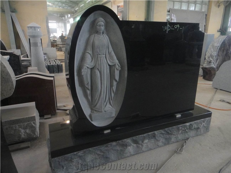 China Black Granite Headstone & Tombstone,Absolute Black Granite Monument