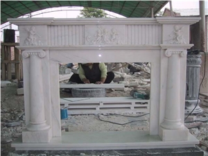 China White Marble Fireplace Surrounding Column Western Style