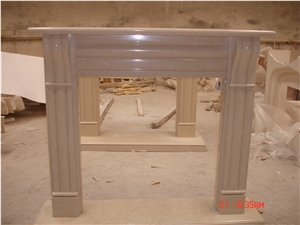 Cream Marfil Marble Fireplace Mantel Modern Style Handcarved Surround