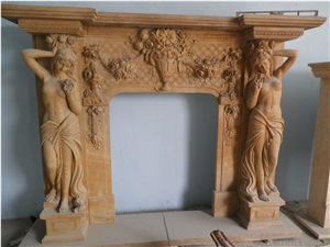 Hand Carved Marble Fireplace China Beige Fireplace Health Modern Style