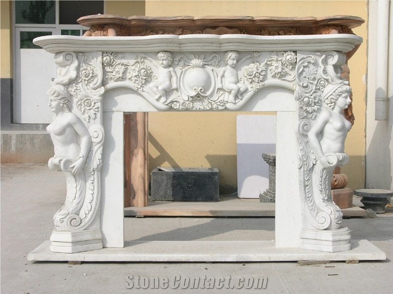 Jade White Marble Fireplace Mantel Hearth Mantal Surround