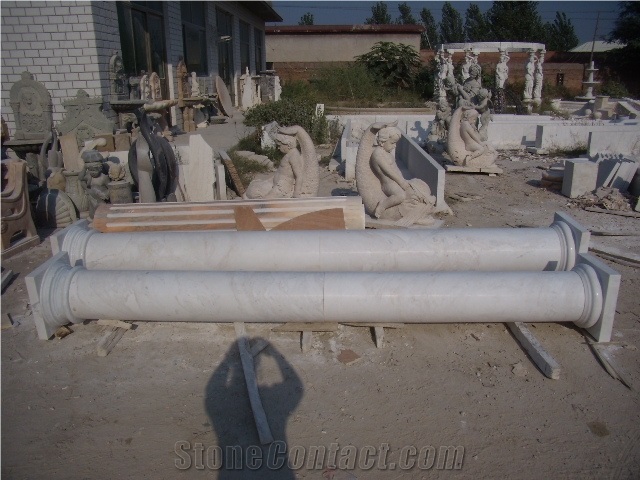 Simple Solid White Marble Column, Jade White Marble Column