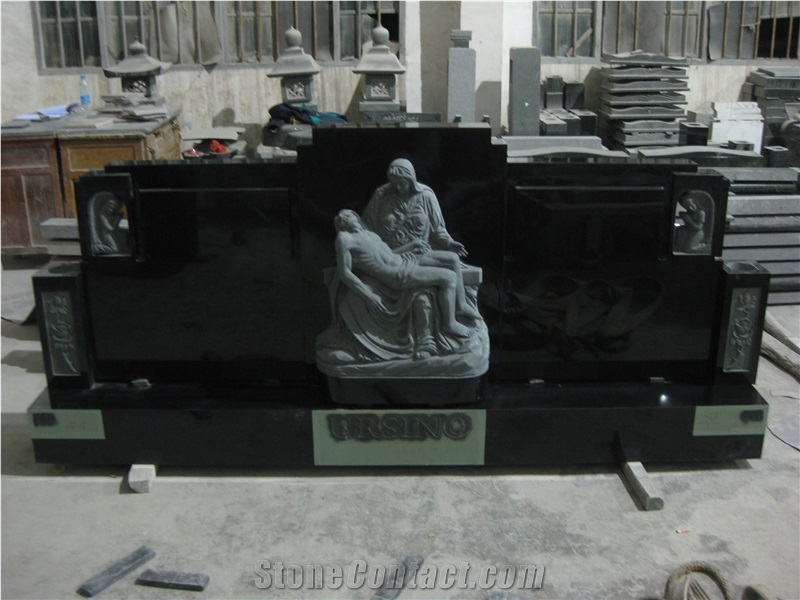 Tombstone/Carving, Black Granite Monument & Tombstone