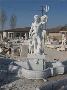White Marble Figure Fountain with Pool Jade White Marble Fountain