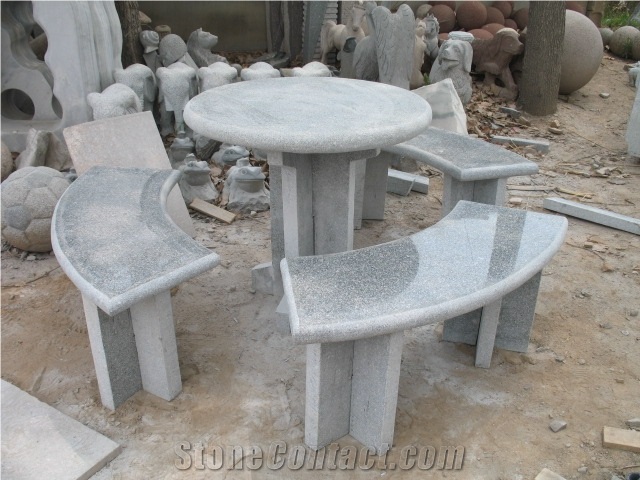 Granite Garden Table & Bench, G341 Grey Granite Garden Tables