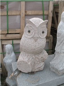 Granite Sculpture Owl, G341 Grey Granite Sculpture & Statue