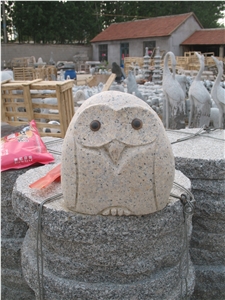 Granite Sculpture Owl, G341 Grey Granite Sculpture & Statue
