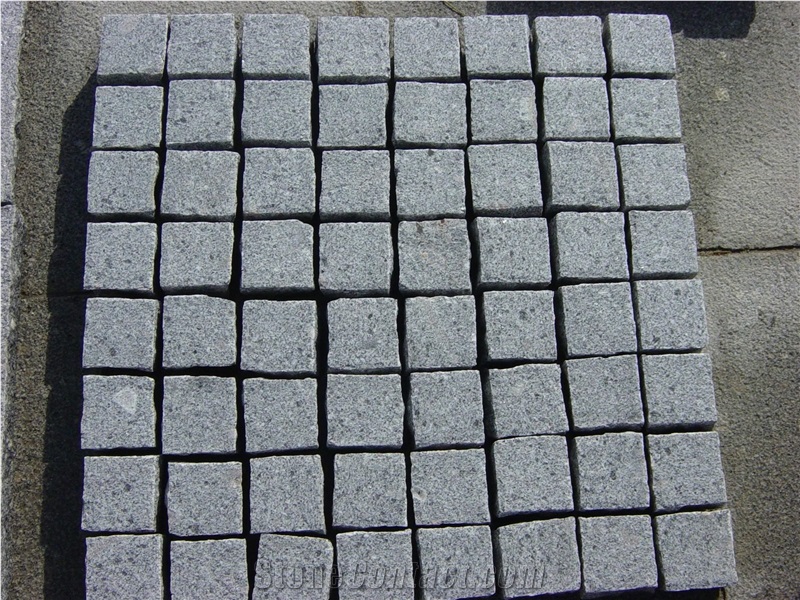 Light Grey Flamed Pavers,, G341 Grey Granite Cube Stone & Pavers