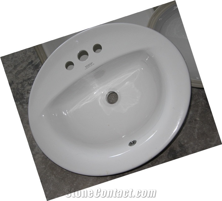 White Ceramic Basin, Ceramic Wash Sink, Round Basin & Sink,Bathroom Basin