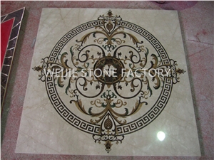 Villa Marble Flooring Design, Round Shape Waterjet Floor Medallion