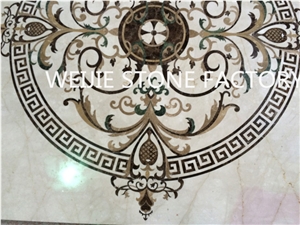 Villa Marble Flooring Design, Round Shape Waterjet Floor Medallion