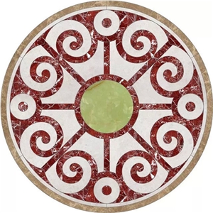 Waterjet Floor Insert Medallion, Round Shape Waterjet Carpet Medallions