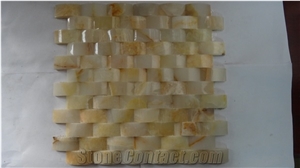 China White Onyx 3d Glass Mosaic,Polished White Onyx Wall Mosaic