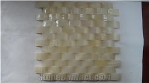 China White Onyx 3d Glass Mosaic,Polished White Onyx Wall Mosaic