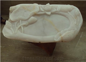China White Onyx Handicrafts,Onyx Tea Tray, Stone Artworks, Artifacts, Handcrafts