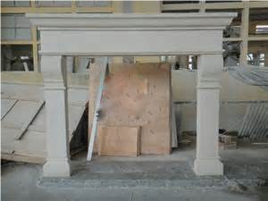 Moca Creme Limestone Fireplaces,Portugal Beige Limestone Fireplace Insert & Mantel