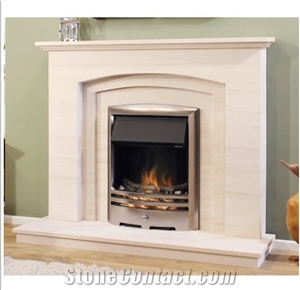 Moca Creme Limestone Fireplaces,Portugal Beige Limestone Fireplace Insert & Mantel
