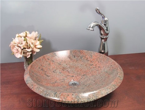 Multicolor Red Granite Sinks & Basins,India Red Granite Kitchen & Bathroom Sinks,Round Basins